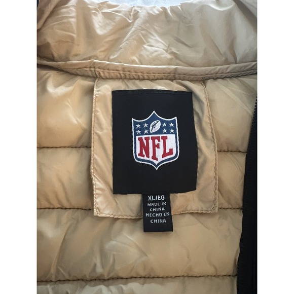 NFL Puffer Vest Men Large New Orleans Saints Black Gold Fleur De Lis - Picture 5 of 9